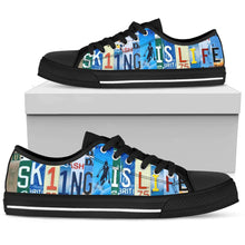 Load image into Gallery viewer, Skiing is Life - Unisex Low Top Shoes Black