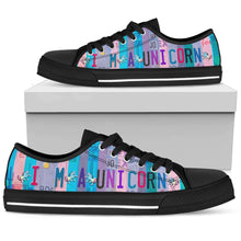 Load image into Gallery viewer, I'm a Unicorn - Women’s Low Top Shoes Black