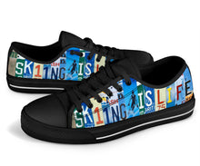Load image into Gallery viewer, Skiing is Life - Unisex Low Top Shoes Black