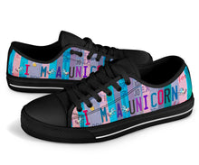 Load image into Gallery viewer, I'm a Unicorn - Women’s Low Top Shoes Black
