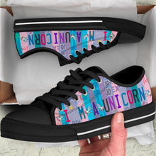 Load image into Gallery viewer, I'm a Unicorn - Women’s Low Top Shoes Black