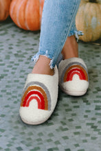 Load image into Gallery viewer, Bright White Rainbow Plush Winter Home Slippers
