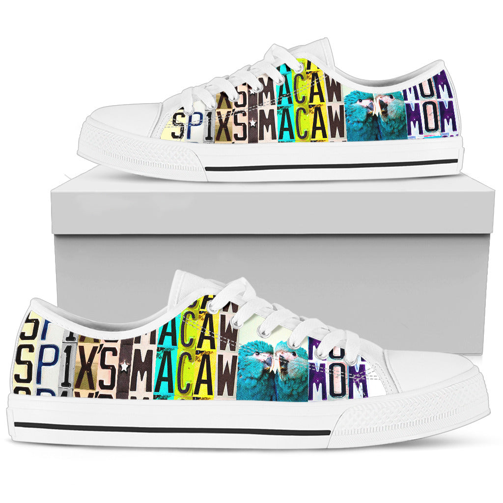 Spix's Macaw Parrot Mom - Women’s Low Top Shoes White