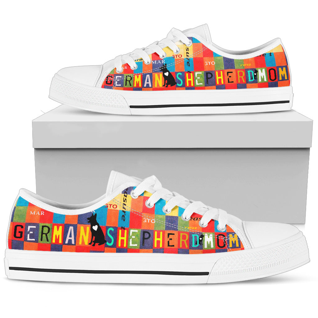 German Shepherd Mom - Women’s Low Top Shoes White