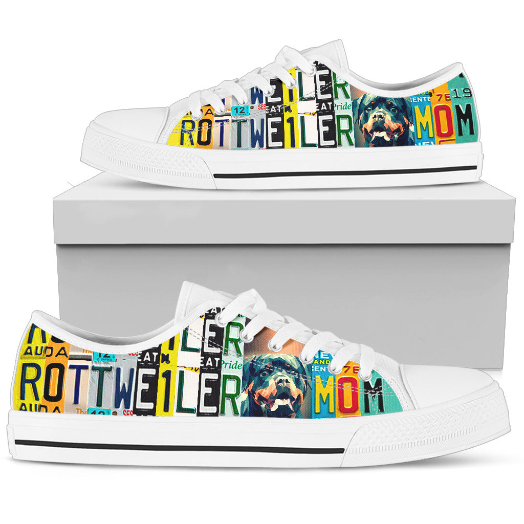 Rottweiler Mom - Women’s Low Top Shoes White