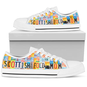 Scottish fold Mom - Women’s Low Top Shoes White