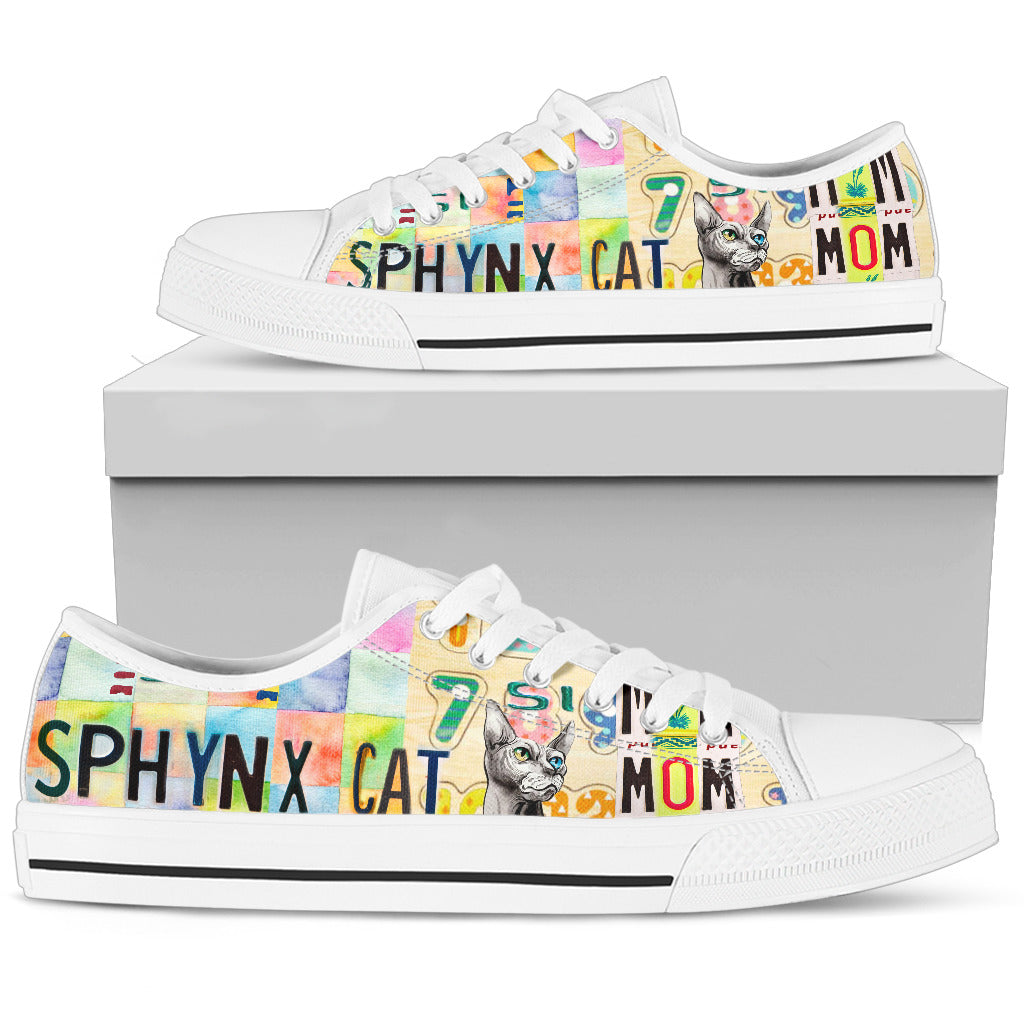 Sphynx Cat Mom - Women’s Low Top Shoes White