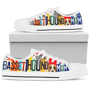 Basset Hound Mom - Women’s Low Top Shoes White