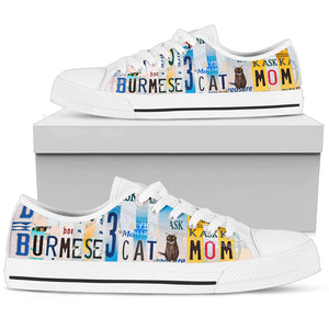 Burmese Cat Mom - Women’s Low Top Shoes White