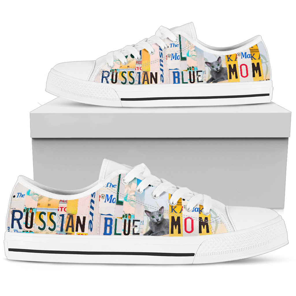 Russian Blue Mom - Women’s Low Top Shoes White