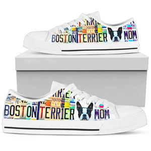 Boston Terrier Mom - Women’s Low Top Shoes White