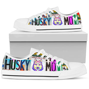 Siberian Husky Mom - Women’s Low Top Shoes White