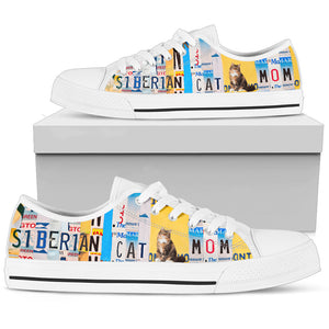 Siberian Cat Mom - Women’s Low Top Shoes White