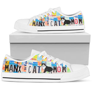 Manx Cat Mom - Women’s Low Top Shoes White