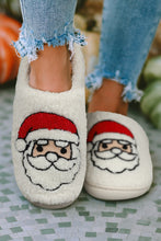 Load image into Gallery viewer, White Christmas Santa Clause Graphic Plush Slippers
