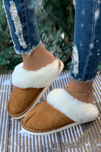 Load image into Gallery viewer, Camel Plush Suede Winter Home Slippers
