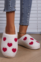 Load image into Gallery viewer, White Valentines Day Hearts Print Plush House Slippers
