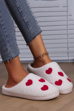 Load image into Gallery viewer, White Valentines Day Hearts Print Plush House Slippers
