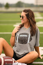 Load image into Gallery viewer, Grey Faux Glitter Football Tee
