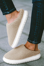 Load image into Gallery viewer, Pale Khaki Two-tone Knitted Warm Homewear Slippers
