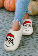 Load image into Gallery viewer, White Christmas Santa Clause Graphic Plush Slippers
