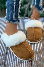 Load image into Gallery viewer, Camel Plush Suede Winter Home Slippers
