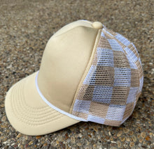 Load image into Gallery viewer, **SALE** RTS Tan Checkered Trucker Hat
