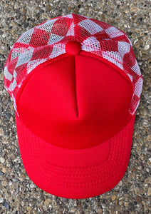 **SALE** RTS Red Checkered Trucker Hat