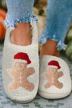 Load image into Gallery viewer, White Christmas Gingerbread Man Plush Home Slippers
