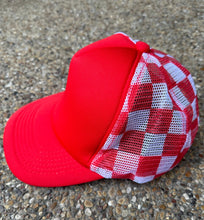 Load image into Gallery viewer, **SALE** RTS Red Checkered Trucker Hat
