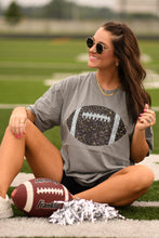 Load image into Gallery viewer, Grey Faux Glitter Football Tee
