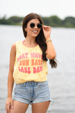 Load image into Gallery viewer, Boat Waves Sun Rays Lake Days Tank/Tee
