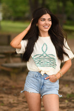 Load image into Gallery viewer, Turquoise Boot Stitch Tee
