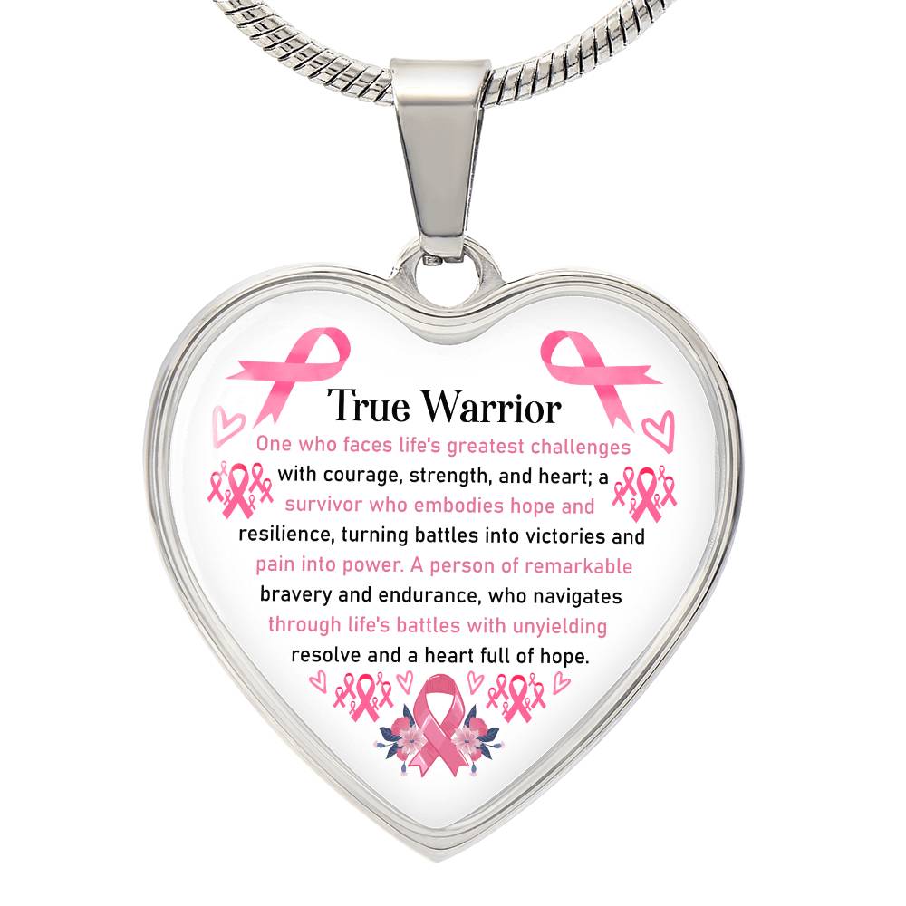 True Warrior Breast Cancer Awareness Support Heart Pendant