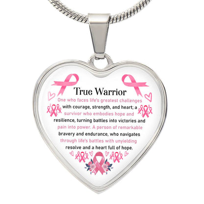 True Warrior Breast Cancer Awareness Support Heart Pendant