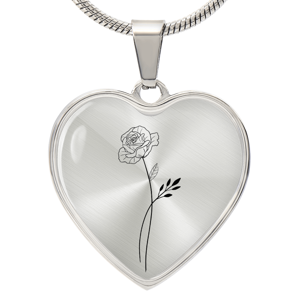 Custom Birth Flower Bouquet Heart Necklace