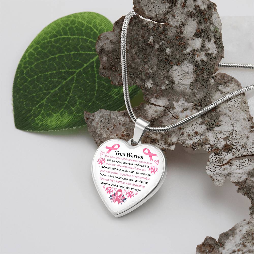 True Warrior Breast Cancer Awareness Support Heart Pendant