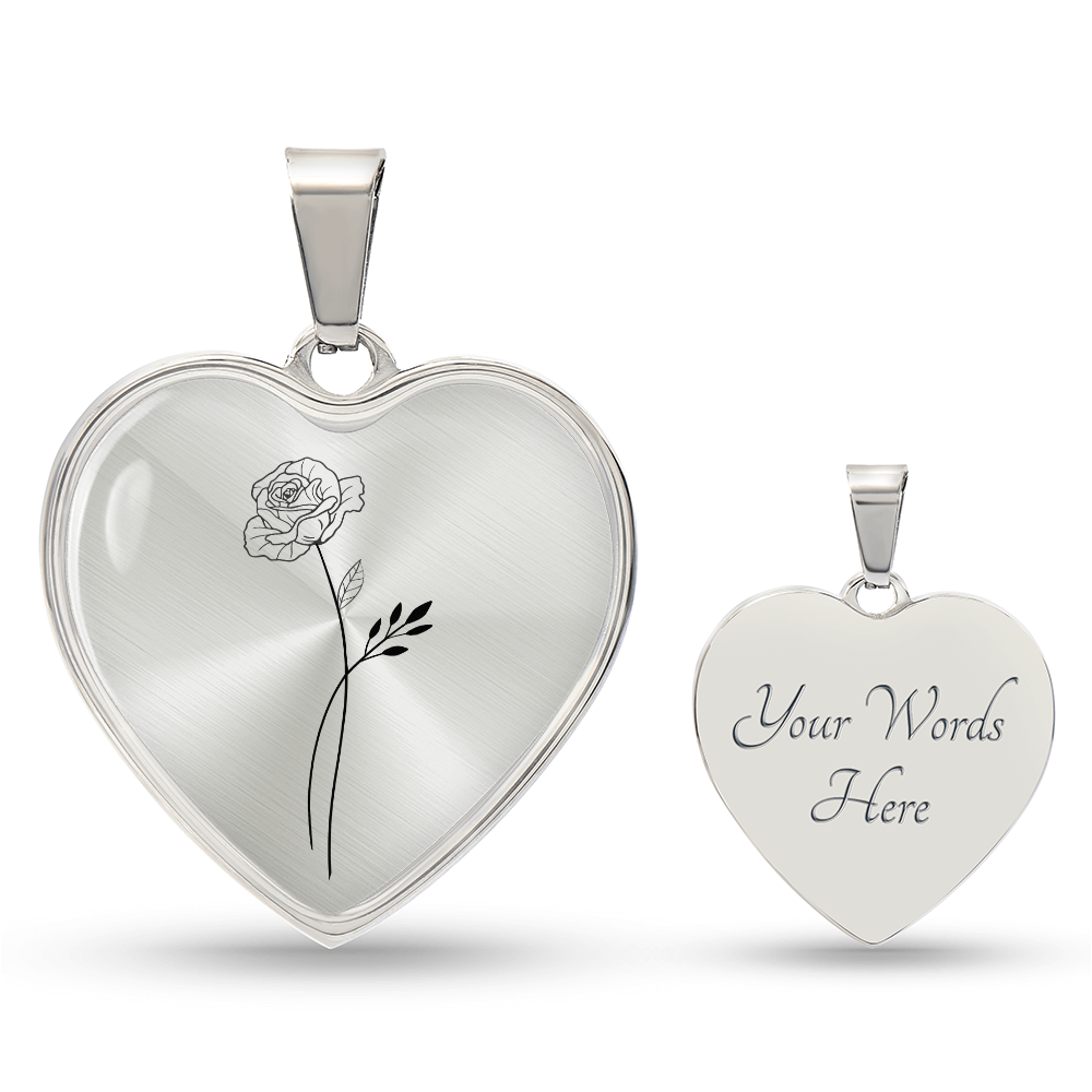 Custom Birth Flower Bouquet Heart Necklace