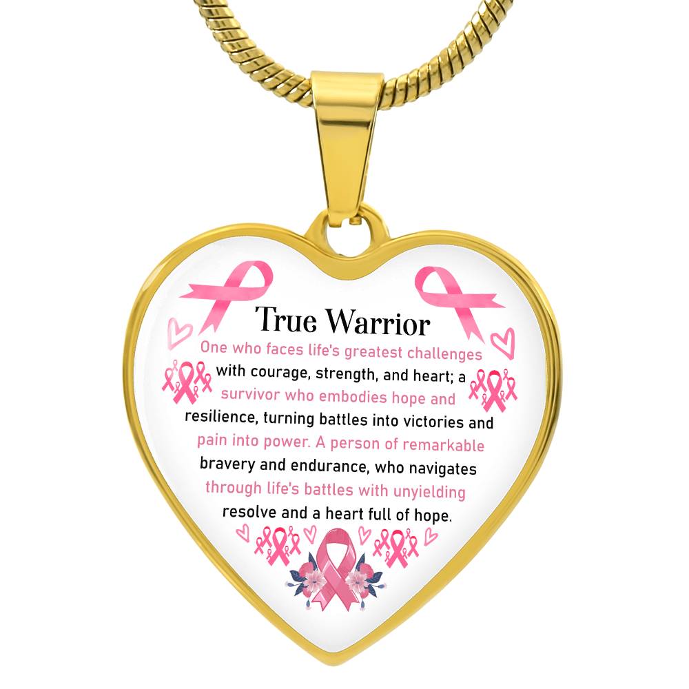 True Warrior Breast Cancer Awareness Support Heart Pendant