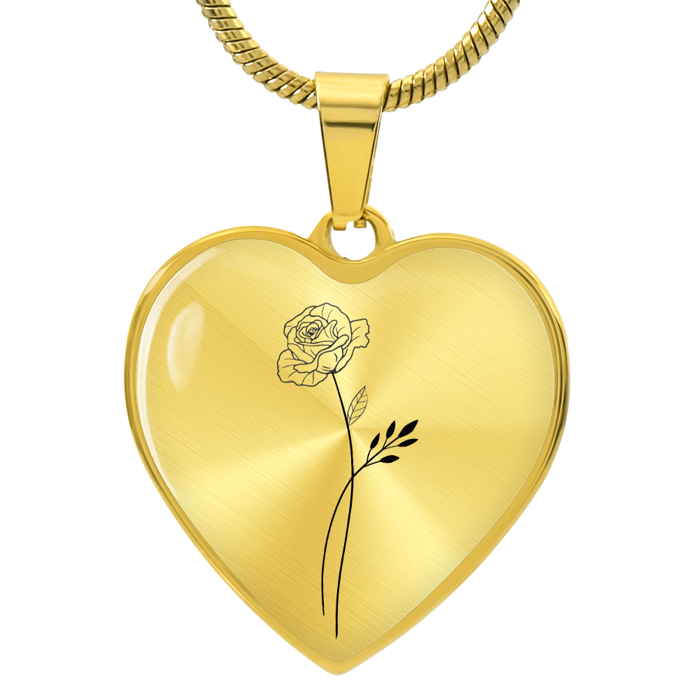 Custom Birth Flower Bouquet Heart Necklace