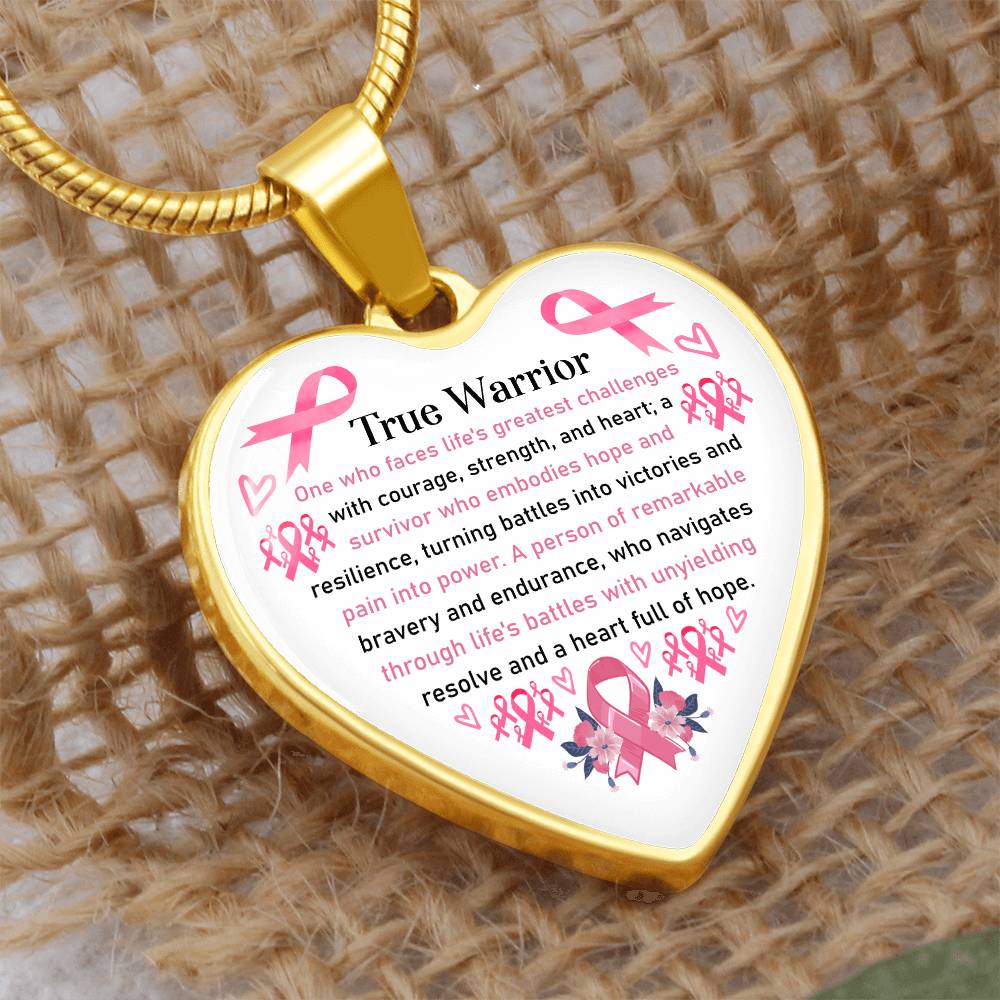 True Warrior Breast Cancer Awareness Support Heart Pendant