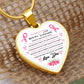 Strength of a Fighter Spirit of a Warrior Breast Cancer Support Heart Pendant