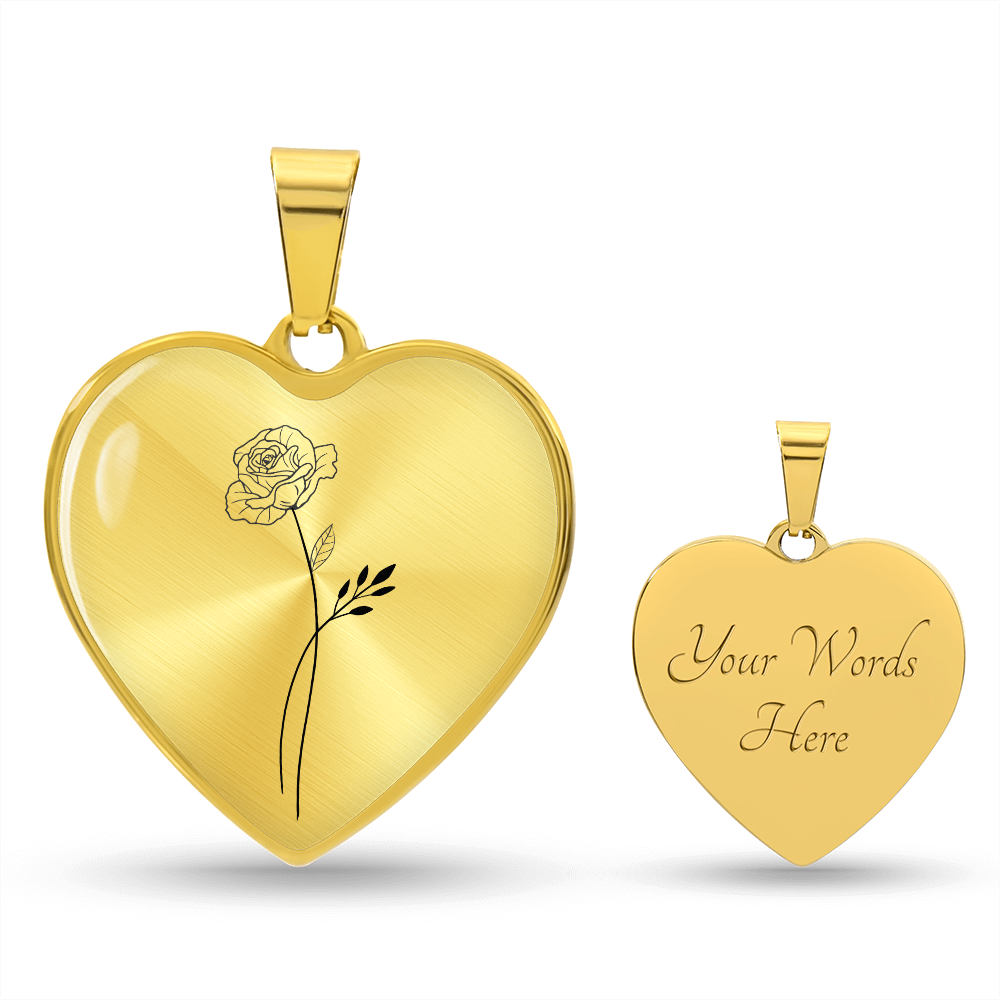 Custom Birth Flower Bouquet Heart Necklace