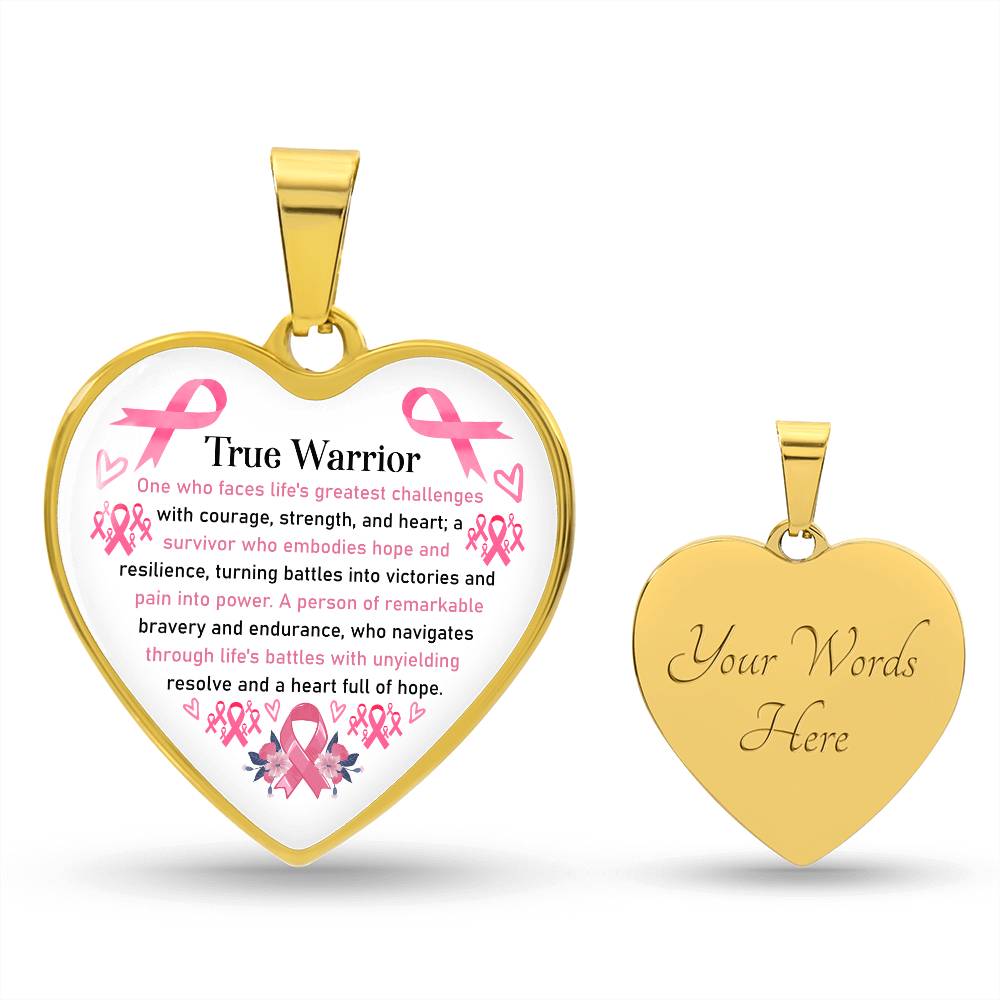 True Warrior Breast Cancer Awareness Support Heart Pendant