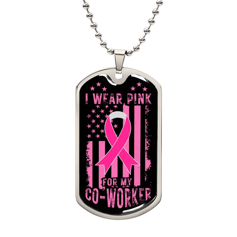 Personalized Breast Cancer Awareness Pink Co-Worker Dog Tag