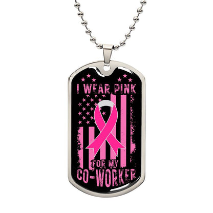 Personalized Breast Cancer Awareness Pink Co-Worker Dog Tag