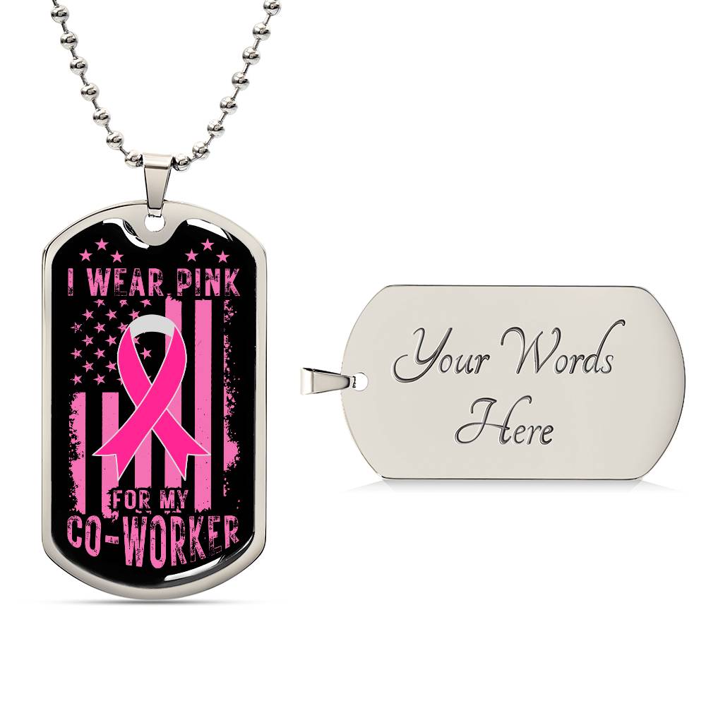 Personalized Breast Cancer Awareness Pink Co-Worker Dog Tag