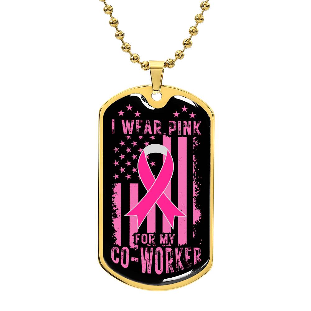 Personalized Breast Cancer Awareness Pink Co-Worker Dog Tag