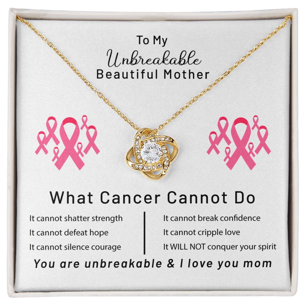 You Are Unbreakable Breast Cancer Support Awareness Squad Love Knot Necklace