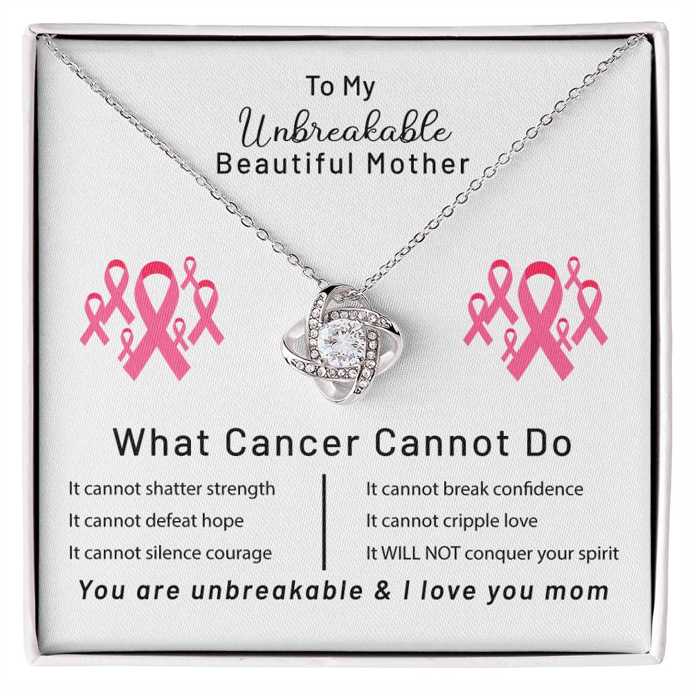 You Are Unbreakable Breast Cancer Support Awareness Squad Love Knot Necklace